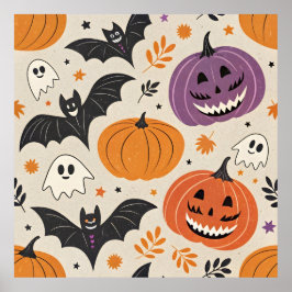 Halloween en herfst patroon poster