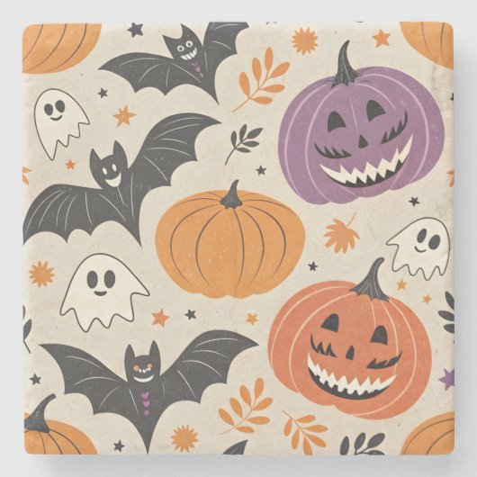 Halloween en herfst patroon stenen onderzetter (Voorkant)