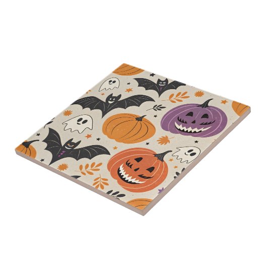 Halloween en herfst patroon tegeltje (Zijkant)