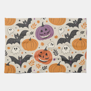 Halloween en herfst patroon theedoek