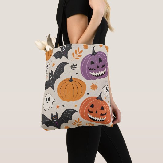 Halloween en herfst patroon tote bag (Dichtbij)