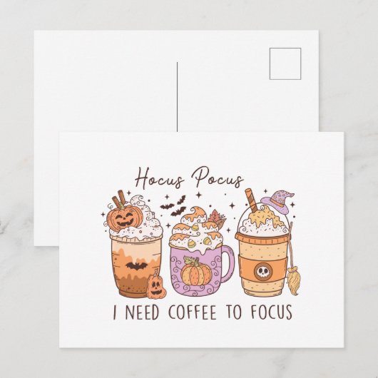 Halloween en koffie briefkaart (Voorkant / Achterkant)