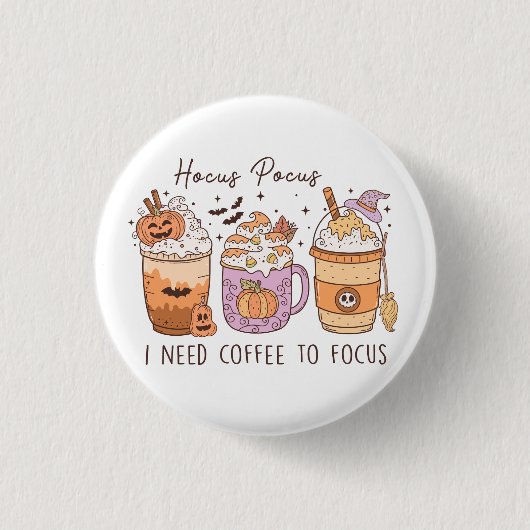 Halloween en koffie ronde button 3,2 cm (Voorkant)