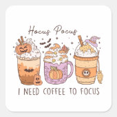 Halloween en koffie vierkante sticker (Voorkant)