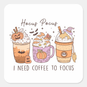 Halloween en koffie vierkante sticker