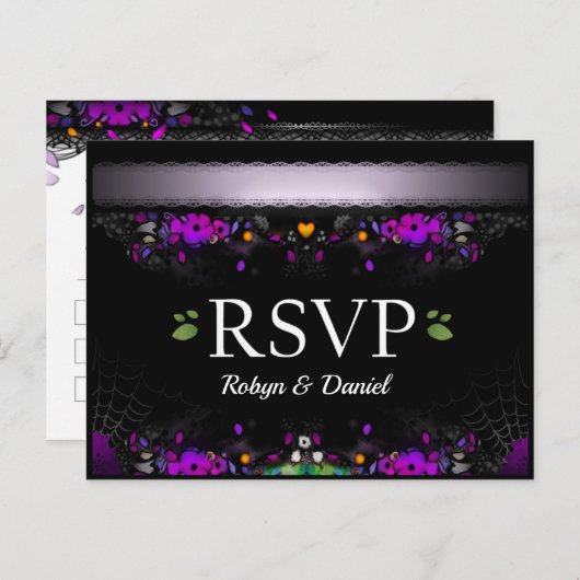 Halloween Enchantment Matching RSVP-Briefkaart Uitnodiging Briefkaart (Voorkant / Achterkant)