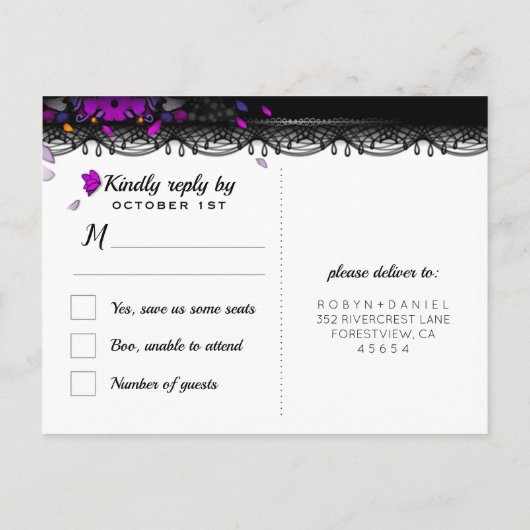 Halloween Enchantment Matching RSVP-Briefkaart Uitnodiging Briefkaart (Achterkant)