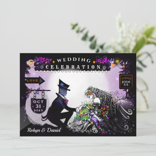 Halloween Enchantment Wedding Uitnodigen Kaart (Staand voorkant)