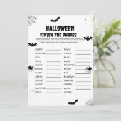 Halloween eng afmaken van de zin partij spel kaart (Staand voorkant)