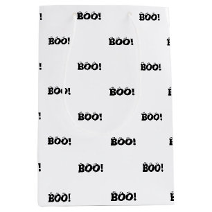 Halloween eng Boo! oogbollen zwart wit patroon Medium Cadeauzakje
