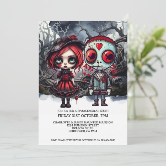 Halloween eng poppenkoppel in Bossen Kaart (Staand voorkant)