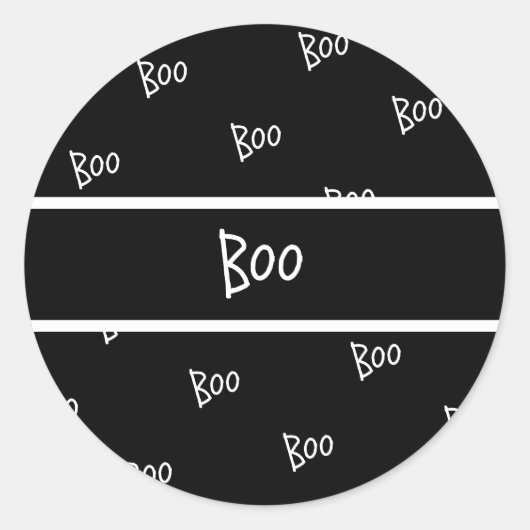 Halloween eng typografie zwart en wit ronde sticker (Voorkant)