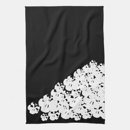 Halloween eng witte schedeltegel zwart theedoek (Verticaal)