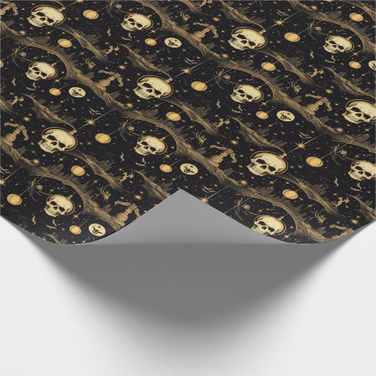 💀Halloween - eng 😱 zwart en geel Cadeaupapier (Hoek)