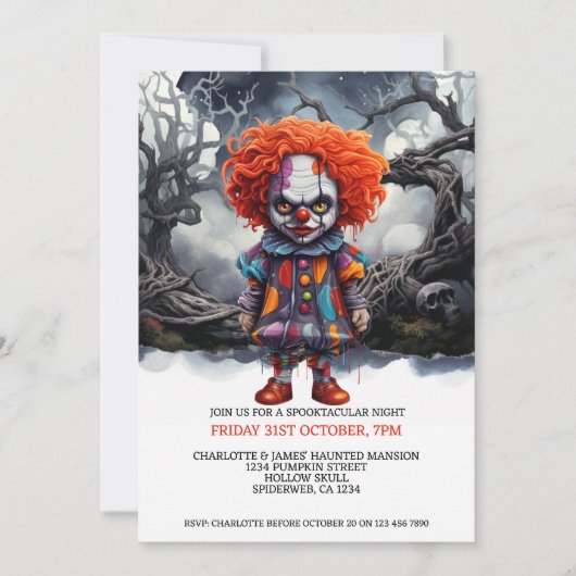 Halloween enge clown in Bossen Kaart (Voorkant)