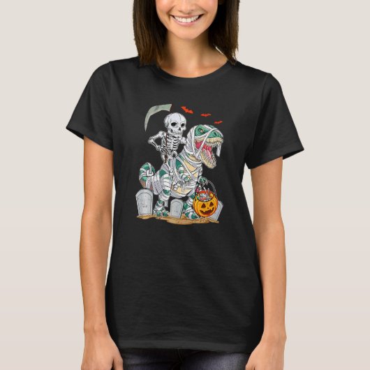 Halloween enge dinosaurus skelet   t-shirt (Voorkant)