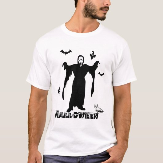Halloween Enge Dood Gezicht, Enge Geesten en Vleer T-shirt (Voorkant)