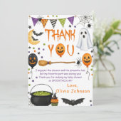 Halloween enge een verjaardag plat bedankkaart (Staand voorkant)