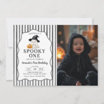Halloween enge eerste verjaardag foto uitnodiging