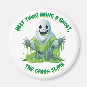Halloween enge geest bedekt met groene slijm magneet