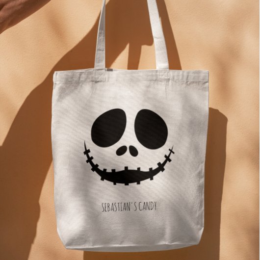 Halloween enge gezicht eenvoudig modern tote bag