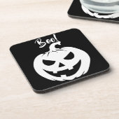 Halloween enge gezicht Jack-O-Lantern Custom Bier Onderzetter (Linkerzijde)