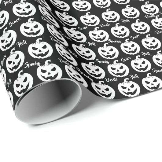 Halloween enge gezicht Jack-O-Lantern Custom Cadeaupapier (Rol Hoek)