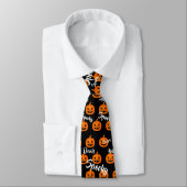 Halloween enge gezicht Jack-O-Lantern Custom Stropdas (Gebonden)