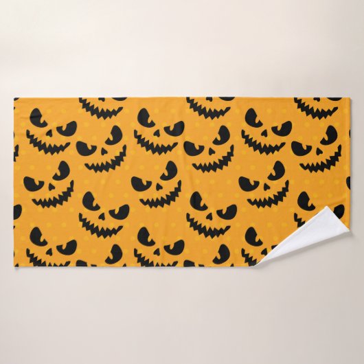 Halloween: enge gezichten, stijl. badhanddoek (Badhanddoek)