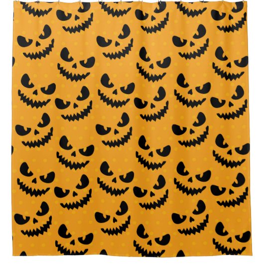Halloween: enge gezichten,  stijl. douchegordijn (Voorkant)