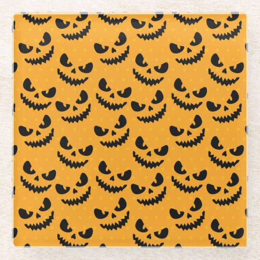 Halloween: enge gezichten,  stijl. glazen onderzetter (Voorkant)