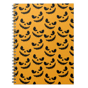 Halloween: enge gezichten, stijl. notitieboek
