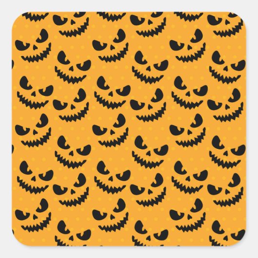 Halloween: enge gezichten,  stijl. vierkante sticker (Voorkant)