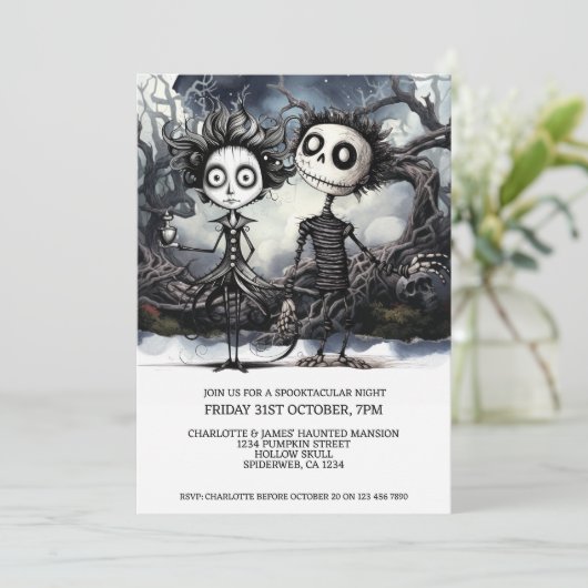 Halloween enge gotische paar in Bossen Kaart (Staand voorkant)