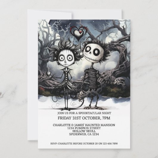 Halloween enge gotische paar in Bossen Kaart (Voorkant)