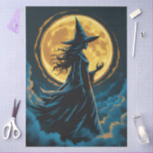 Halloween enge heks bij volle maan tissuepapier (Craft)