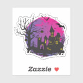 Halloween enge huis sticker (Vel)