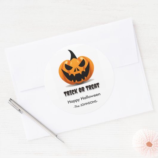 Halloween Enge Jack-o'-Lantern Ronde Sticker (Envelop)