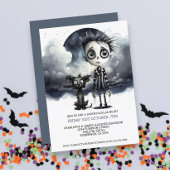 Halloween Enge Jongen en Hond Onder Een Volle Maan Kaart