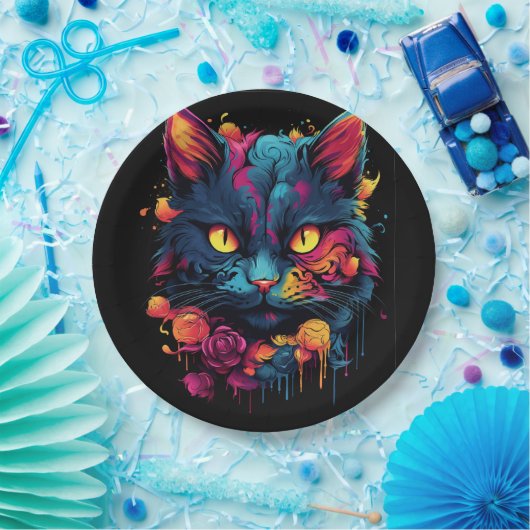 Halloween/enge kat/heks/tovenaar papieren bordje (Feest)