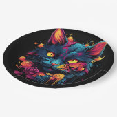 Halloween/enge kat/heks/tovenaar papieren bordje (Gekanteld)