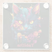 Halloween/enge kat/heks/wizard gepersonaliseerd glazen onderzetter (Achterkant)