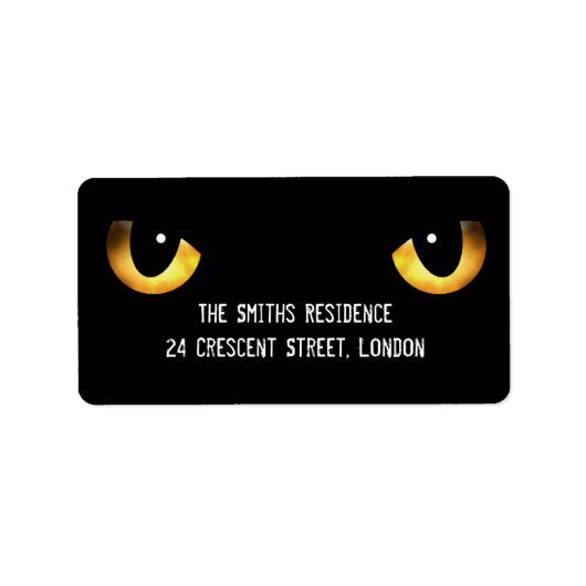 Halloween Enge Kat's Ogen Etiket (Voorkant)