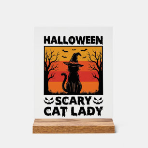 Halloween Enge Kattenvrouw Vintage Gravure Shirt D Acryl Bord