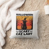 Halloween Enge Kattenvrouw Vintage Gravure Shirt D Kussen (Deken)