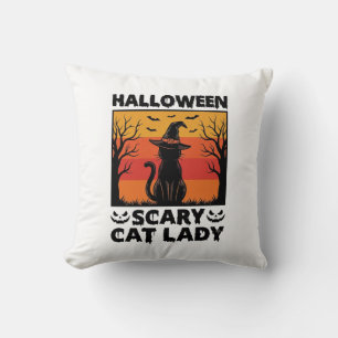 Halloween Enge Kattenvrouw Vintage Gravure Shirt D Kussen