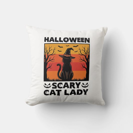 Halloween Enge Kattenvrouw Vintage Gravure Shirt D Kussen (Voorkant)