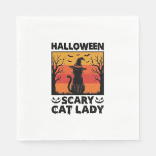 Halloween Enge Kattenvrouw Vintage Gravure Shirt D Servet