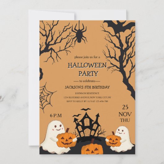 Halloween enge kind's verjaardagsuitnodiging kaart (Voorkant)