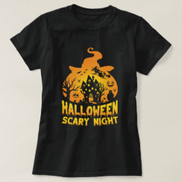 Halloween enge nacht achtervolgd huis ontwerp t-shirt